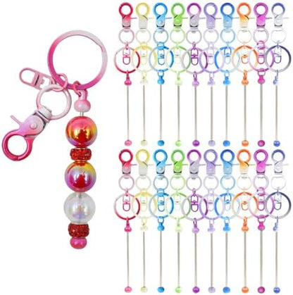 DNLEGULI 100 Pcs Beadable Keychains Bulk Kit – DIY Keychain Making Supplies with Metal Blanks for Crafts, Jewelry, Charms, Custom Projects – Blank Chain Bars for Beaded Keychain Design (Gradient) by DNLEGULI