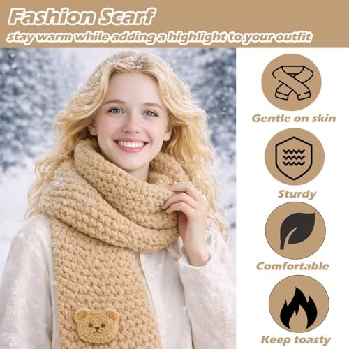 Novelchet Scarf Knitting Loom Kit for Beginners with Plush Yarn Khaki - Image 4