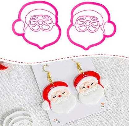 Xaekicr Christmas Santa Polymer Clay Cutters Set – Clay Earring Cutters for DIY Earrings – Cute Holiday Face Clay Molds – Polymer Clay Tools for Jewelry Making by Xaekicr