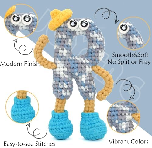 4 Pack Rainbow Beginner Crochet Yarn for Crocheting and Knitting Multicolor Cotton Crochet Yarn for Beginners with Easy-to-See Stitches Cotton-Nylon Blend Easy Yarn for Beginners(Blue Grey) - Image 5