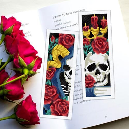 ORIGACH 6 Set Gothic Rose & Skulls Cross Stitch Bookmark Kit for Beginner - Image 5