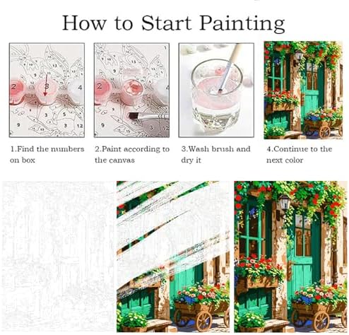 Landscape Paint by Numbers Kit for Adults Beginner,Flowers House,16x20" - Image 5