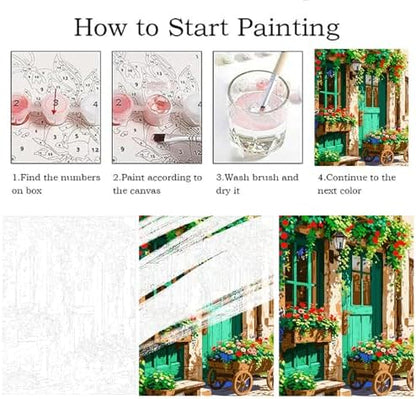Landscape Paint by Numbers Kit for Adults Beginner,Flowers House,16x20" - Image 5