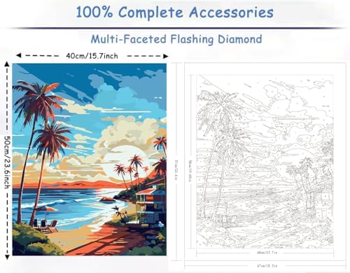 ZTOTZ Paint by Numbers kit for Adults Beach, Paint by The Numbers Beach Canvas, Seaside Landscape Acrylic Paint by Numbers kit for Adults for Decor 16x20in - Image 2