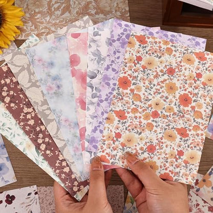 180 Sheets Vintage Floral Scrapbook Paper - 9 Themes Aesthetic Small Flowers Pattern, Decorative Craft DIY Paper Kit for Bullet Journal, Junk Journal Supplies, Collage, Cardmaking 5.5x8 Inch - Image 6
