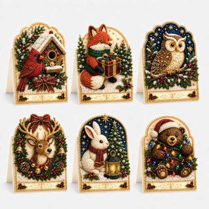 Diamond Art Christmas Cards 6 Pack, 5D DIY Gem Greeting Kits with Envelopes by Unknown
