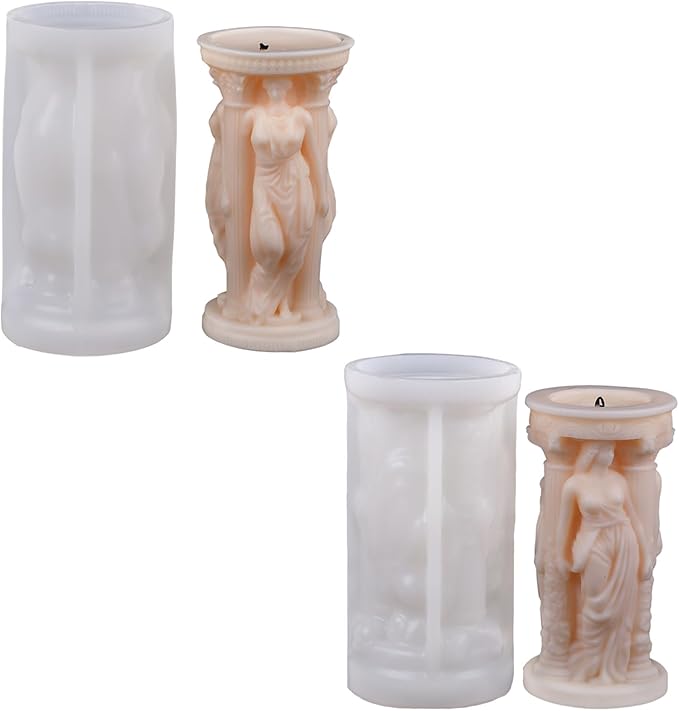 2Pack Athena Portrait Silicone Candle Molds Epoxy Resin Wax Mold Silicone Shapes Portrait Mold for Candle Craft Making Gift Furniture Decoration