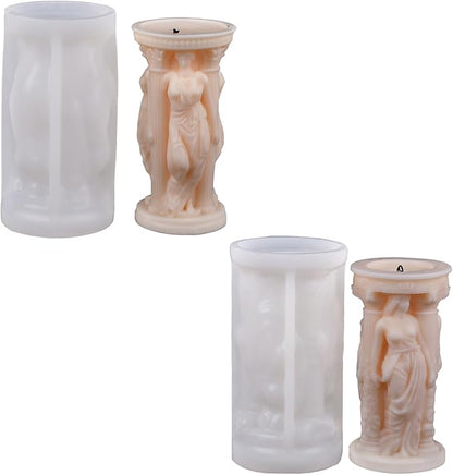 2Pack Athena Portrait Silicone Candle Molds Epoxy Resin Wax Mold Silicone Shapes Portrait Mold for Candle Craft Making Gift Furniture Decoration