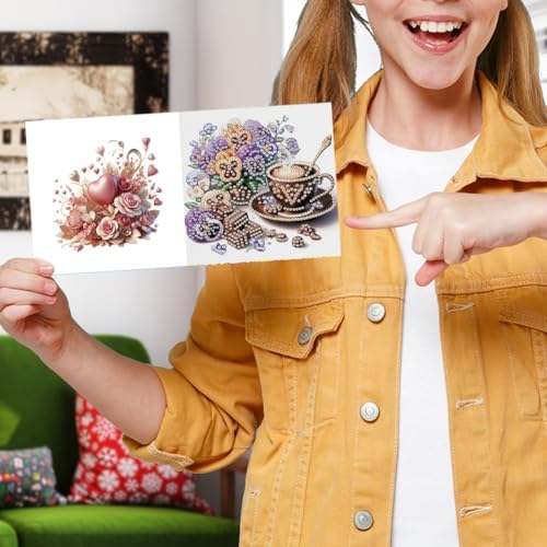 FRANDEK 6pcs Afternoon Tea DIY Diamond Art Greeting Cards for Adults - Image 5