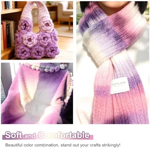 Aeelike Cake Yarn for Crocheting, Soft Ombre Crochet Yarn, Purple - Image 2