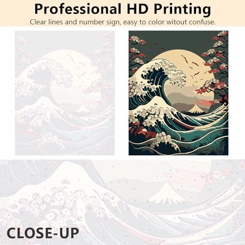 TUMOVO Paint by Numbers for Adults Waves Oil Painting Paint by Numbers for Beginners Floral Paint by Numbers Kit DIY Oil Painting Children s Crafts 16x20 inch - Image 3