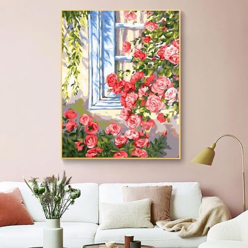 ZRIZQ Paint by Numbers Kit for Adults Beginner,Flowers Window,16x20 - Image 3