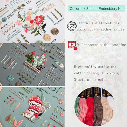 COCOMOX Embroidery Kit for Beginners Adults, Needlepoint Cross Stitch Kits - Image 2