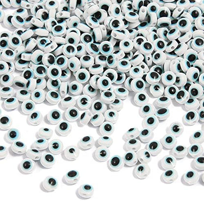Evil Eye Beads Lampwork Evil Eye Charms Flat Evil Eye Spacer Beads for DIY Jewelry Bracelet Earring Necklace Craft Making 200pcs(White) - Image 5