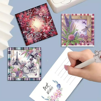 MaiYiYi 6 Pack DIY Flower Diamond Art Greeting Cards Kit - Image 3