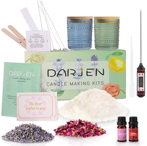 DARJEN Candle Making Kit for Beginners, 2 Jars Soy Wax Scented DIY Set by DARJEN