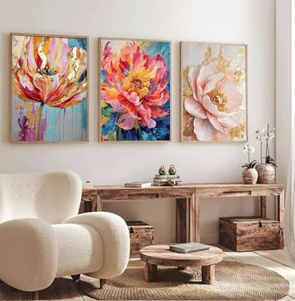 JATOK 3 Pack Paint by Numbers Kit for Adults, Blooming Flowers, 16 x 20 in - Image 5