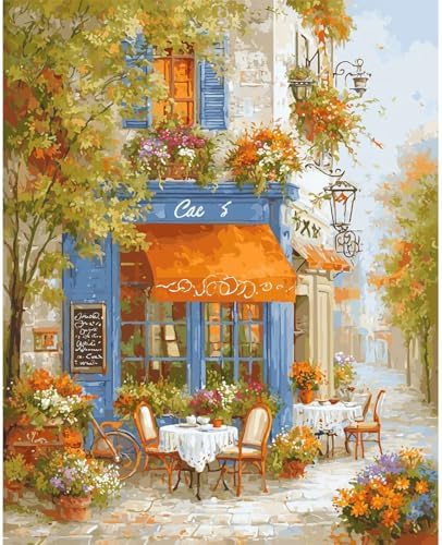 Coffee Shop Paint by Numbers Kit for Adults Without Frame 16x20 IN by Dawnsphere