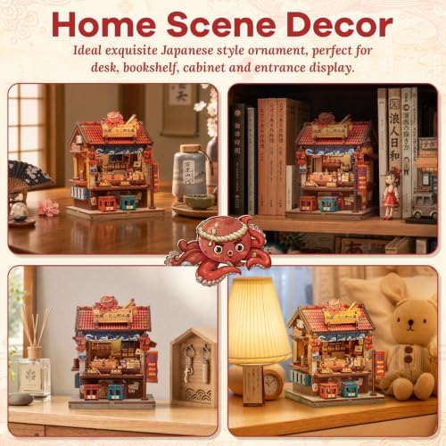 DIY Miniature Dollhouse Kit for Beginners, Mini House Book Nook Kit for Teens, 3D Wooden Puzzle, Japanese Booknook Bookshelf Desktop Home Decor, Tiny Crafts Gift for Adults&Teens, 146 Pieces - Image 6