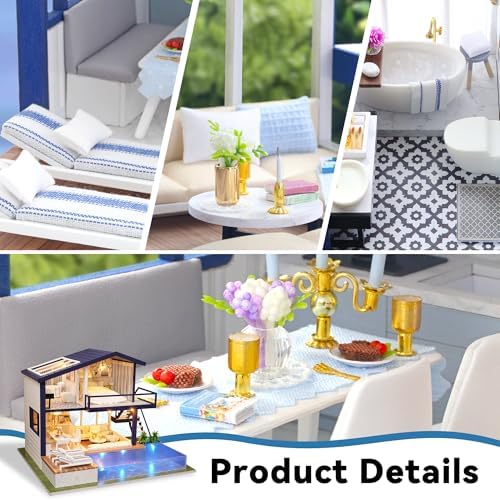 Flever Dollhouse Miniature DIY House Kit Manual Creative with Furniture for Romantic Artwork Gift (Perfect Time Apartment) - Image 5