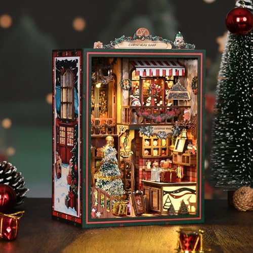 Book Nook LED Music Christmas Book Nook Kit - NEXTIPS 3D Wooden DIY Miniature Store for Shelf Decor - Image 2