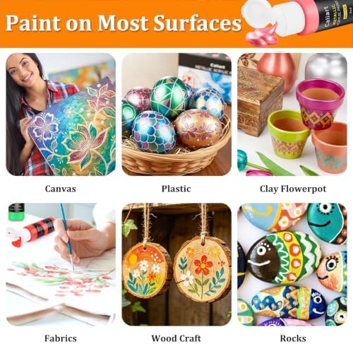 Caliart 24 Colors Metallic Acrylic Paint Set with 12 Brushes - Image 6