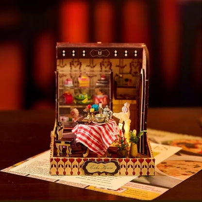 Book Nook Kit, DIY Miniature House Kit with LED, 3D Wooden Puzzles for Adults Mini House Building Kit, Dollhouse Kit Bookshelf Insert Decor Creative Gifts (Yumon Sweets) - Image 5