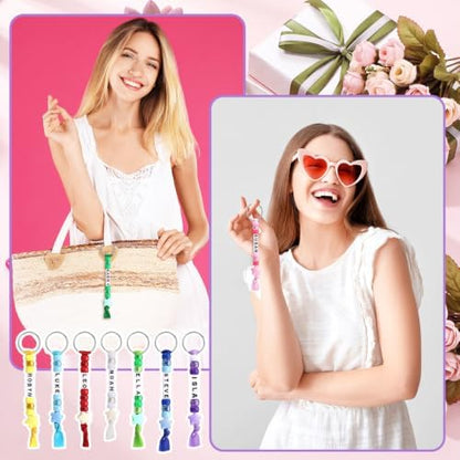 Landical 564 Pcs Cheer Ribbon Keychain Making Kit DIY Name Bead Cheer Craft - Image 5