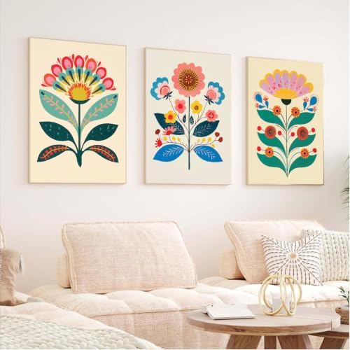 Clendo 6 Pack DIY Paint by Numbers Kit for Adults Beginner, Flower Adult Paint by Number Kits on Canvas Without Frame, Easy Floral Acrylic Oil Art and Crafts Kits Perfect for Home Decor 8x12 Inch - Image 5
