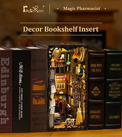 CUTEBEE Book Nook Kit - DIY Miniature House Dollhouse Kit for Adults and Teens, 3D Wooden Puzzle Booknook Build Bookshelf Decor, Gifts for Family and Friends (Magic Pharmacist) - Image 6