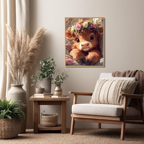 Reivworl Cow Paint by Numbers Kit for Adults Beginners, Highland Cow Paint by Numbers, Adult Paint by Number Kits for Gifts and Wall Decor 16x20 Inch - Image 2