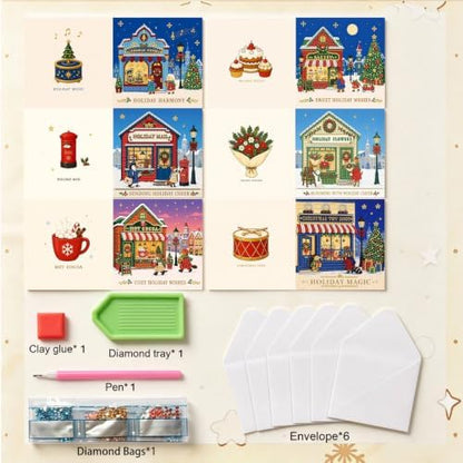 BAYUNOE 6Pcs Christmas Diamond Art Painting Greeting Card Kit with Envelope - Image 6