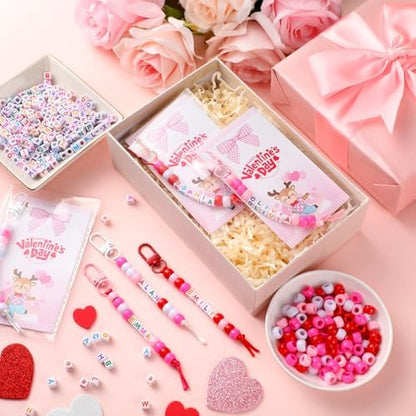 Suncalla 984 Pcs 24 Set Valentines Crafts Keychain Bead DIY Making Kit Gift - Image 3