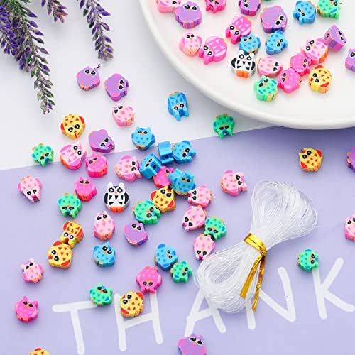 100pcs Owl Polymer Clay Spacer Beads for Women Jewelry Making DIY Bracelet Necklace Hair Clip Accessories (Owl) by LUBINGSHINE
