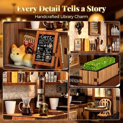 DIY Miniature House Kit for Beginners, Tiny Dollhouse Book Nook Kit Bookshelf Decor, 3D Wooden Puzzle, Gifts for Family Friends Adults Teens, Rustic Farmhouse Café - Image 5
