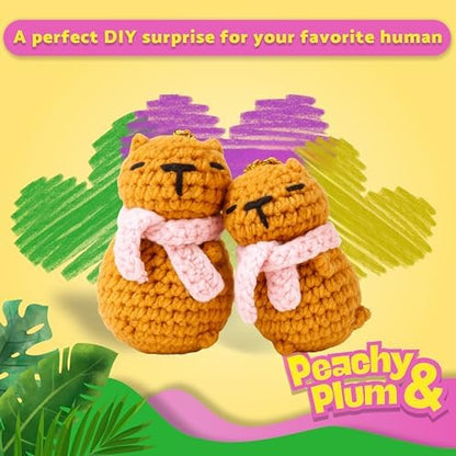 Capybara Crochet Kit for Beginners, 2 Easy Amigurumi Capybaras & Keychains - Image 6