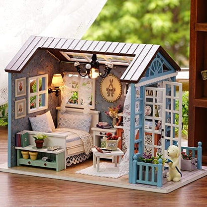 DIY Miniature Dollhouse Kit Realistic Mini 3D Wooden Mini Doll House Room with Furniture LED Lights Christmas Decoration Birthday Gift for Teens Adults (Forest time) - Image 6