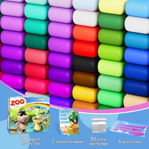 MuseLuxe 200 Colors Air Dry Clay Kit with Sculpting Tools - Image 2