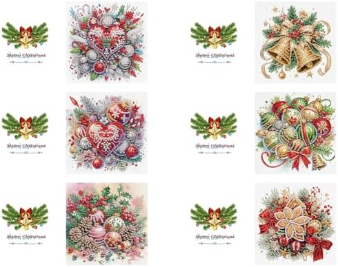 POETRYDRAW 6 Pack 5D DIY Diamond Art Painting Christmas Flower Greeting Card Kit, Diamond Art Birthday Holiday Greeting Card, Crafts Kit Creative with Envelope - Image 2
