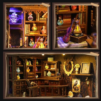 DIY Book Nook Kit for Adults,Magic Potion House,3D Miniature Dollhouse Kit with LED,Miniature House Craft Gifts for Family,man,Friends and Book Lovers - Image 3