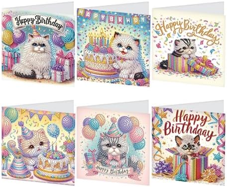 JISHSHAY 6 PCS Diamond Painting Greeting Cards Cat Diamond Art Happy Birthday Cards with Envelopes Gem Art Animal Mosaic Kits for Adults, for Anniversary Valentine Thank You Graduation All-Occasion by Unknown