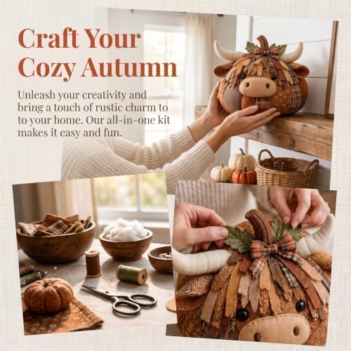 DIY Animal Pumpkin Sewing Kit -Halloween DIY Pumpkin Patchwork Craft Kit,Harvest Fabric Animal Craft Set for Adults Beginners,Autumn Thanksgiving Home Ornament Craft Kit，Hedgehog - Image 5