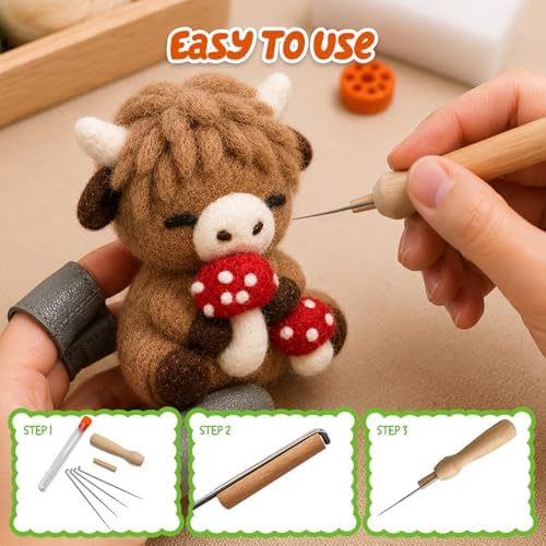Voduynl Beginner Needle Felting Kit (Cow) - Image 4