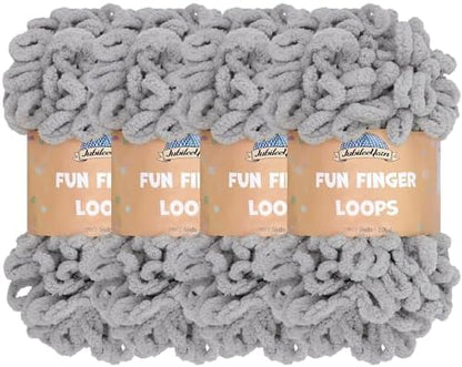 JubileeYarn Fun Finger Loops Yarn - Light Grey - 4 Skeins by BambooMN