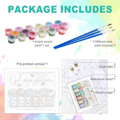 Paint by Numbers Kit for Adults, Christian Bible Verse, 16 x 20 Inch - Image 4