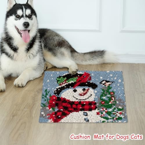 ZFFLYH Christmas Snowman Latch Hook Rug Kits, DIY Rug Crochet Yarn Kits Printed Color Canvas Christmas Decoration and Activity 20.5X15 Inch - Image 5