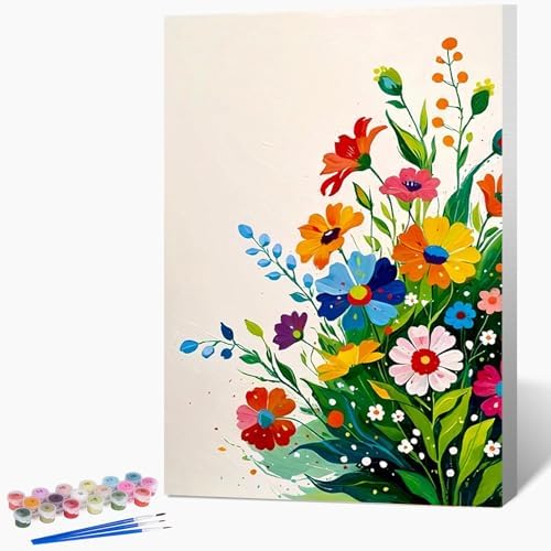 Possoco Framed Paint by Numbers Kit for Adults Beginner & Kids, Flowers Easy Adult Paint by Number Kits on Canvas, DIY Colorful Acrylic Number Painting for Adults for Home Decor Gift 8x12 Inch by Unknown