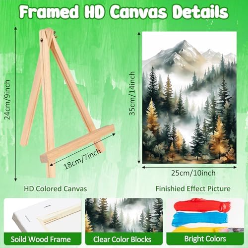 MAXBYE Forest Paint by Numbers Kit for Adults with Frame and Wooden Easel, Easy Painting Numbers Art Kits with Frame on Canvas, DIY Acrylic Painting Kit for Gift Home Wall Garden Decor 10×14 in - Image 3