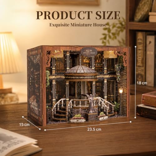 Archives Library Book Nook Kit with LED Light, DIY Miniature House Kit - Image 2