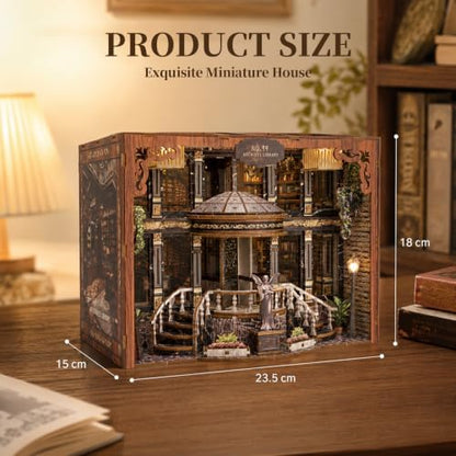 Archives Library Book Nook Kit with LED Light, DIY Miniature House Kit - Image 2